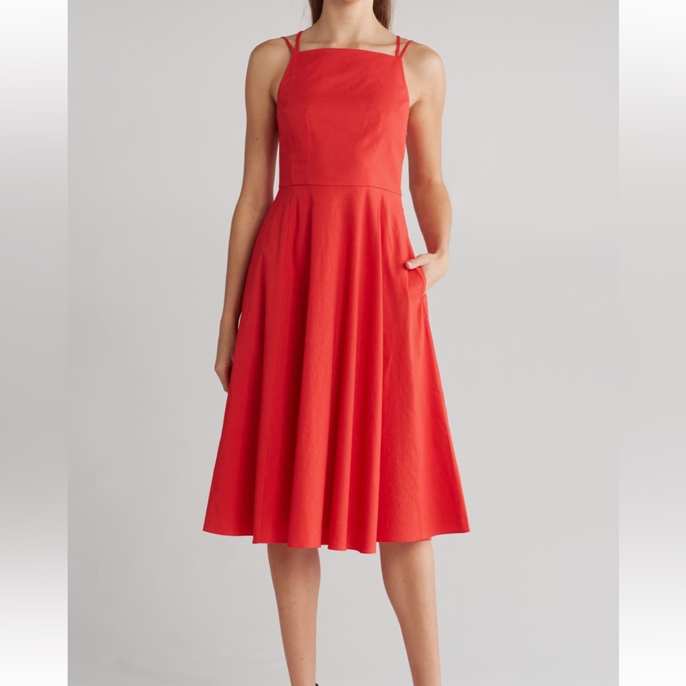 Theory NWT Red Fit and flair strappy dress size 00